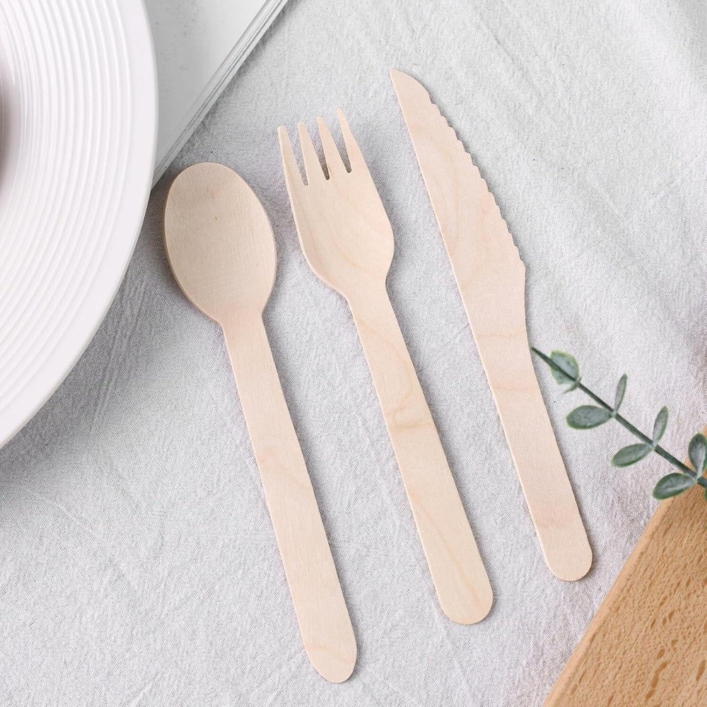 165PCS Wooden Utensils, Natural Wood Cutlery Incl.55 Forks 55 Spoons 55... - Picture 2 of 8